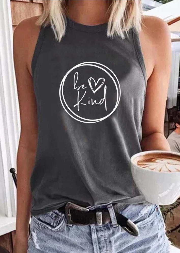 Tank Tops Be Kind Casual O-Neck Tank Top in Gray. Size: S