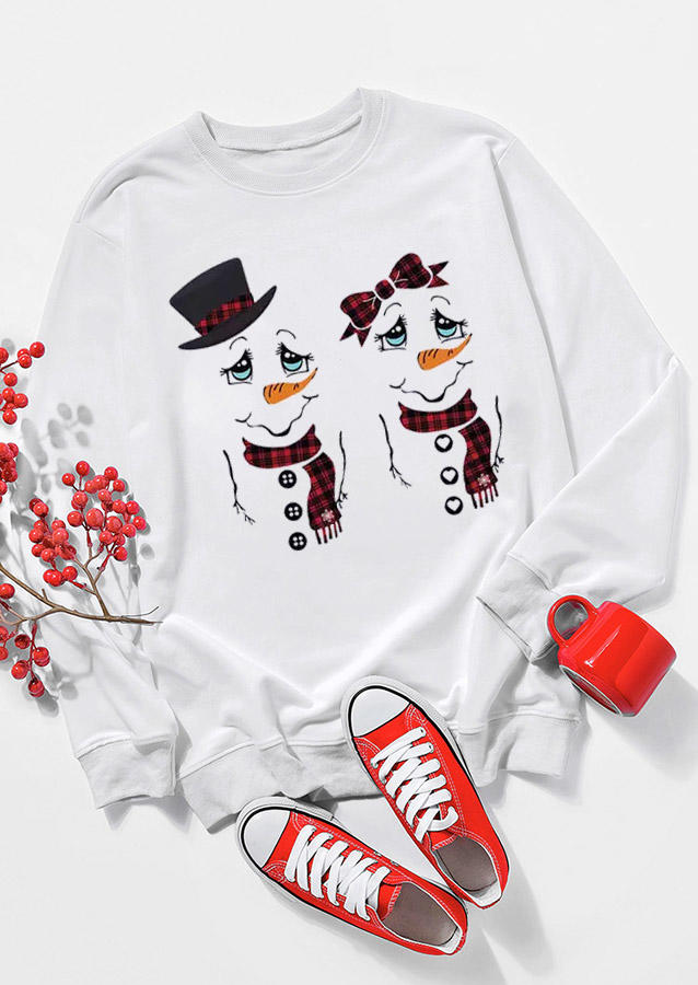 

Snowman Plaid Pullover Sweatshirt - White, 524486