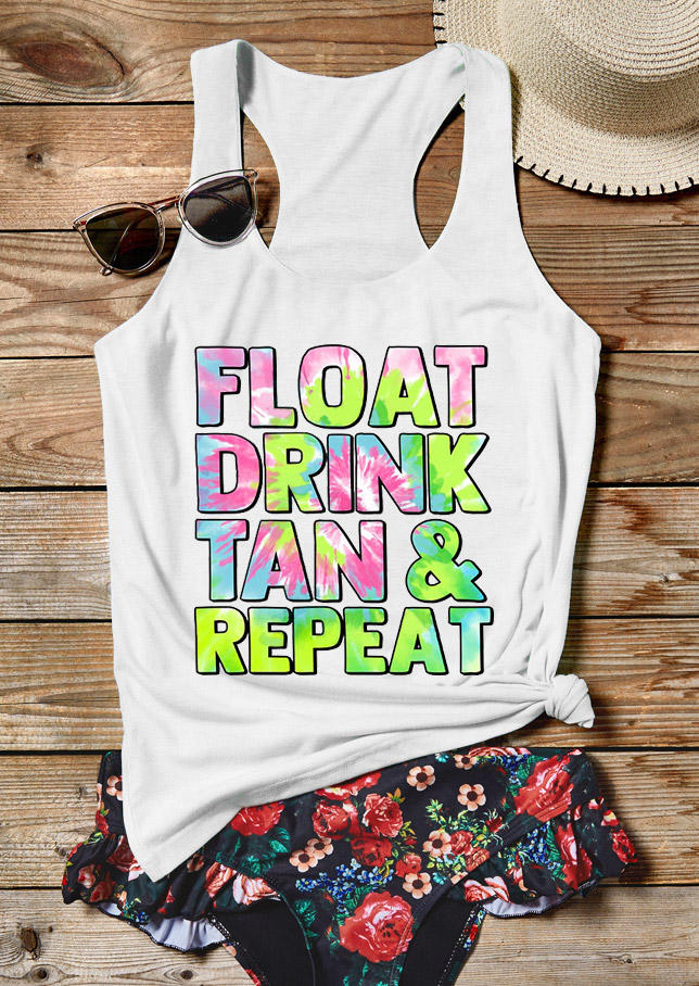 Float Drink Tan Repeat Racerback Tank - White 529513