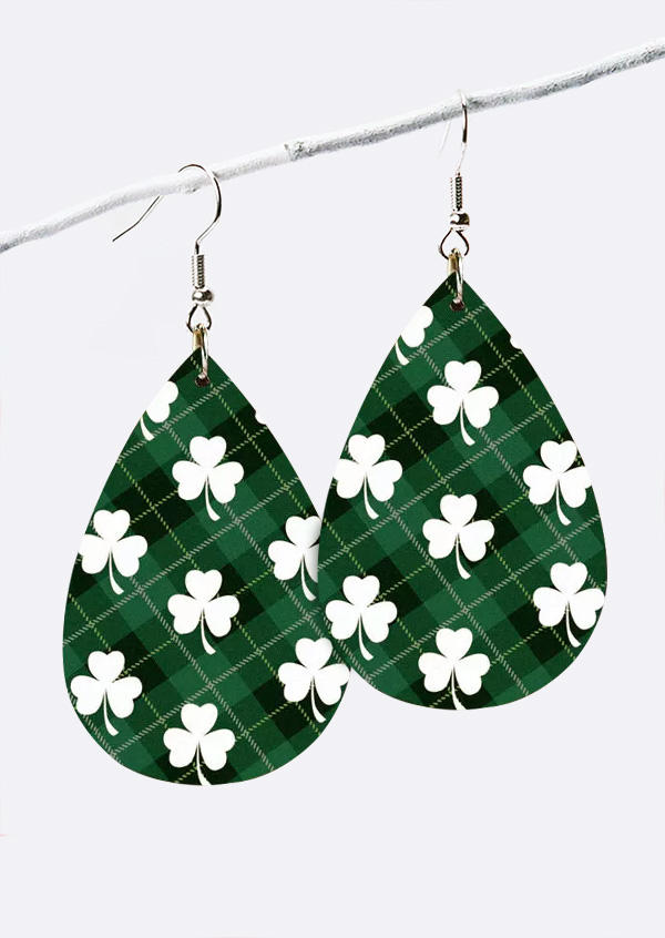 St. Patrick's Day Shamrock Plaid Earrings 527046